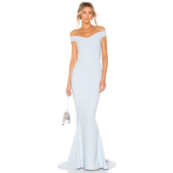 Nookie Dresses & Skirts - NWT Nookie x REVOLVE Allure Gown Off the Shoulder Maxi Dress Dusty Blue
